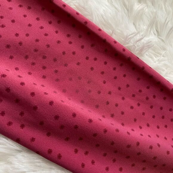 Nike Dri Fit Pink Polka Dot Leggings High Rise Ruched Sides Womens Medium Flaw - Picture 9 of 9
